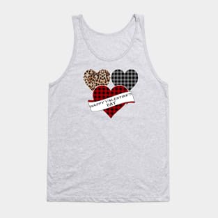 Women's Striped Plaid Printed Heart Valentine's Day Tank Top